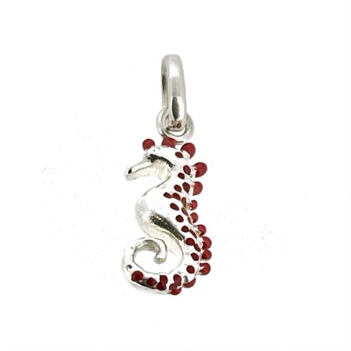 Side view of Links of London red enamel seahorse charm