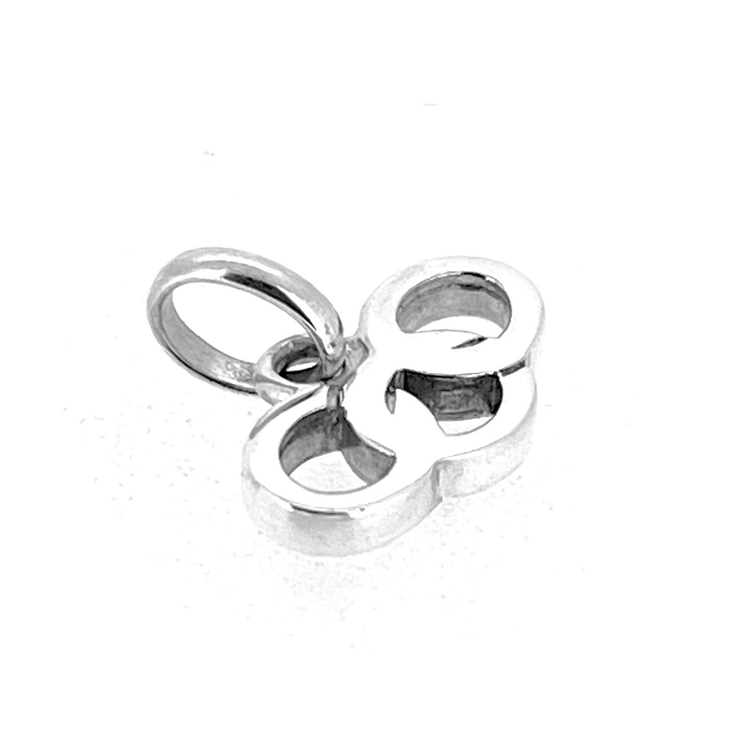 Sterling silver Links logo charm angled view