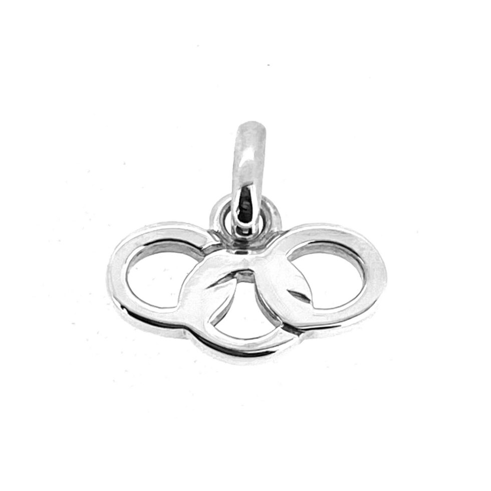 Polished sterling silver three rings pendant charm