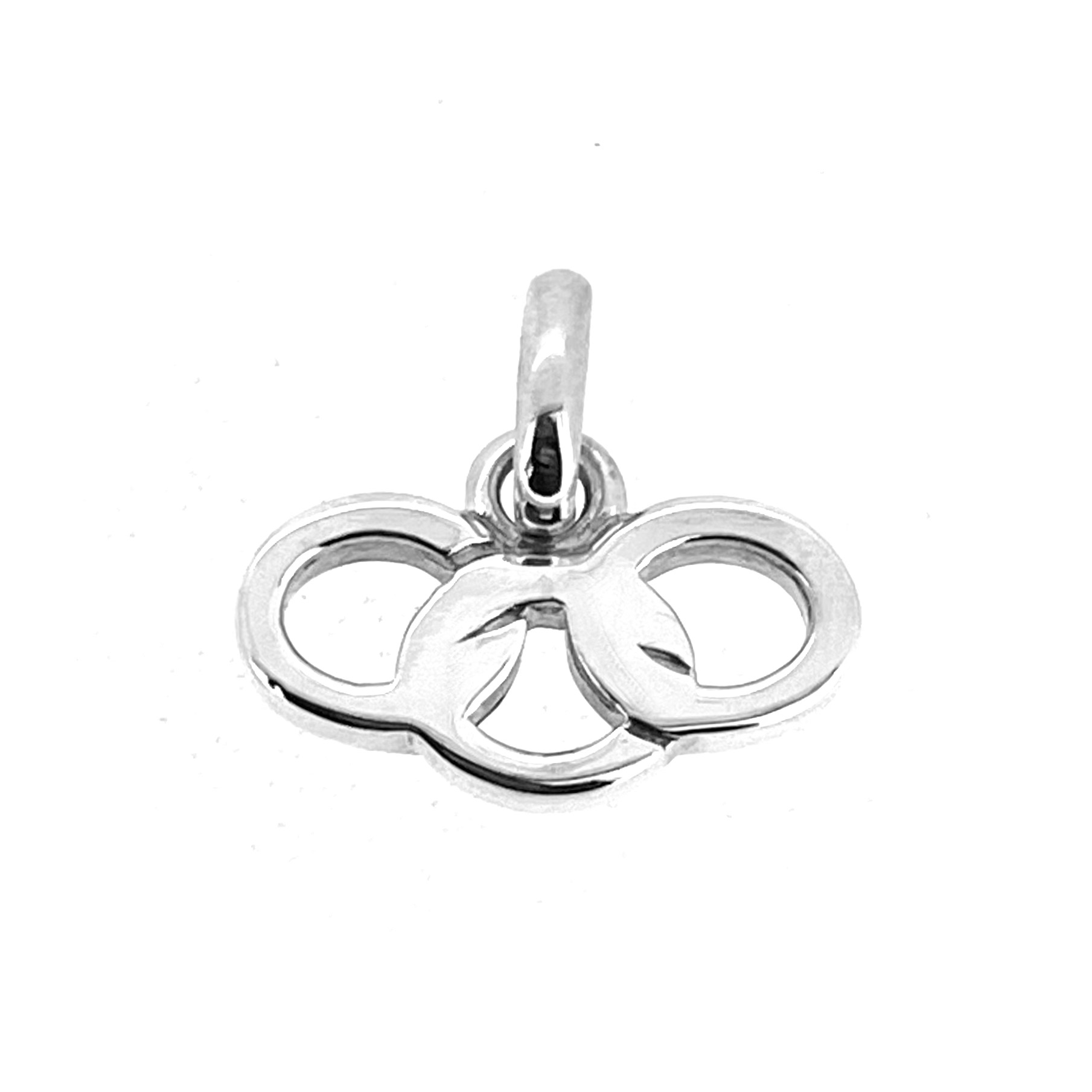 Polished sterling silver three rings pendant charm