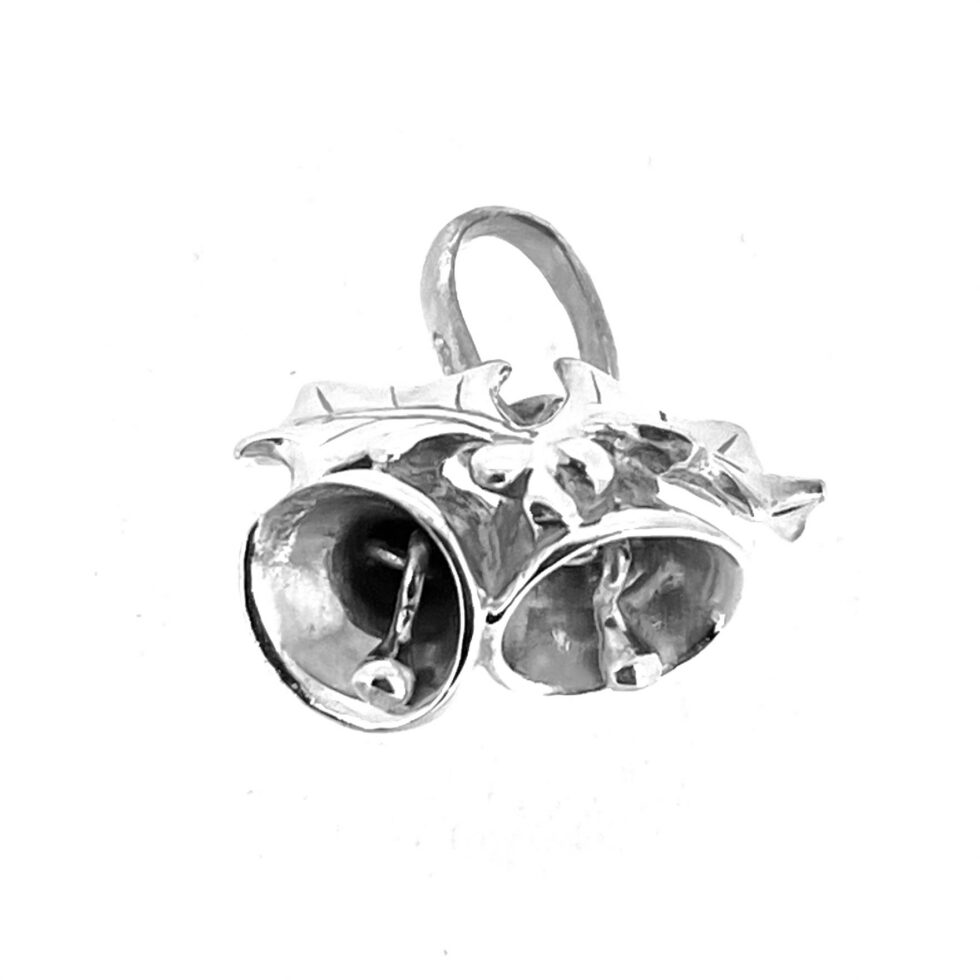 Vintage double bell charm with holly detail
