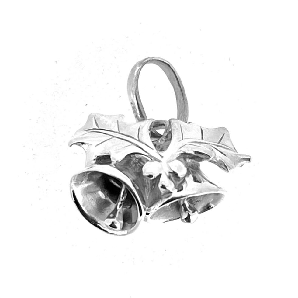 Sterling silver double bell pendant charm