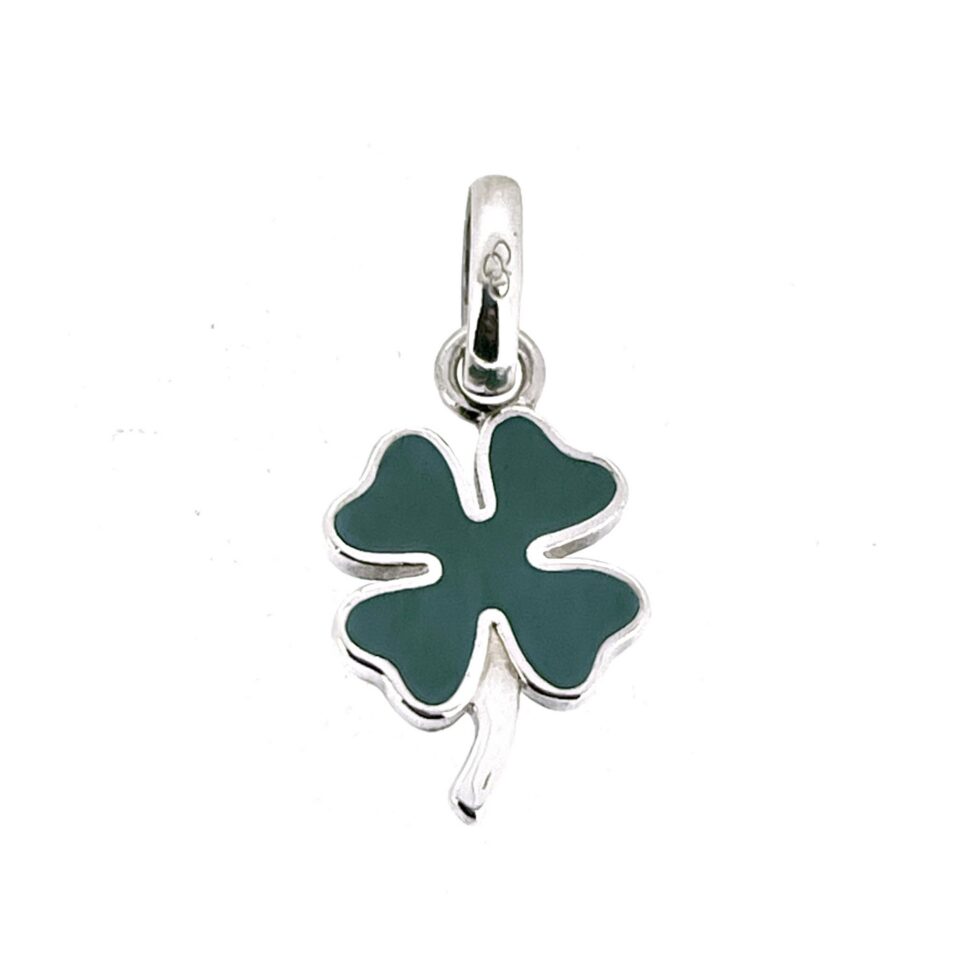 Vintage Links of London Four Leaf Clover Charm sterling silver green enamel