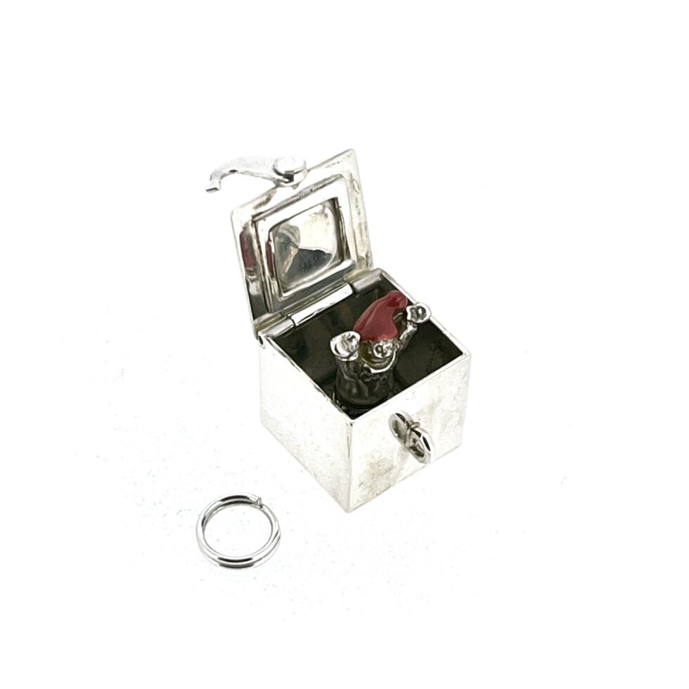 Vintage Links of London Jack in the Box Charm sterling silver red enamel