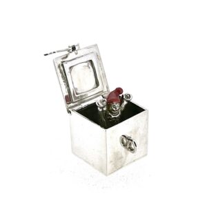 Sterling silver Jack in the Box pendant charm front view