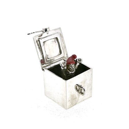 Sterling silver Jack in the Box pendant charm front view