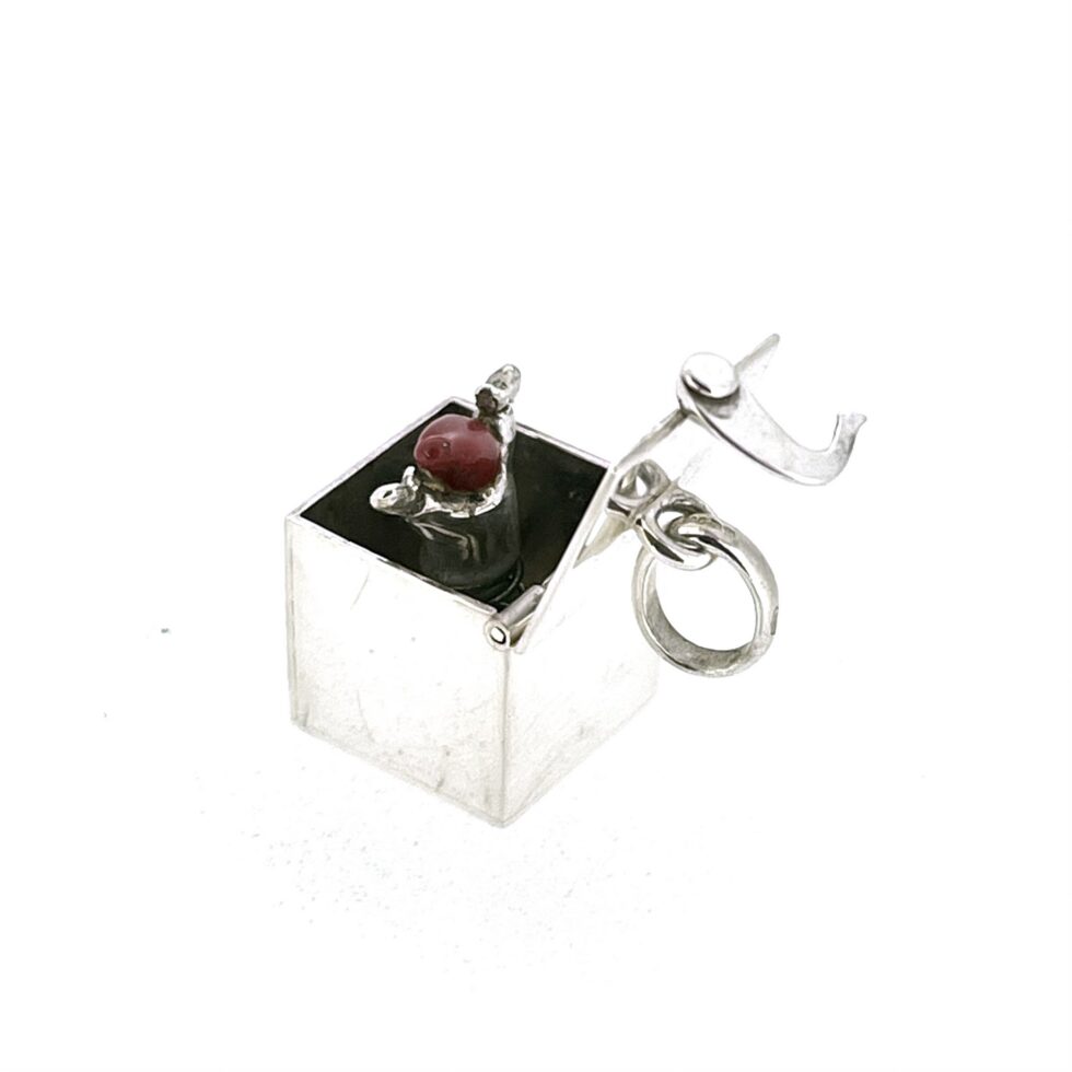 Sterling silver mechanical toy charm with latch clasp