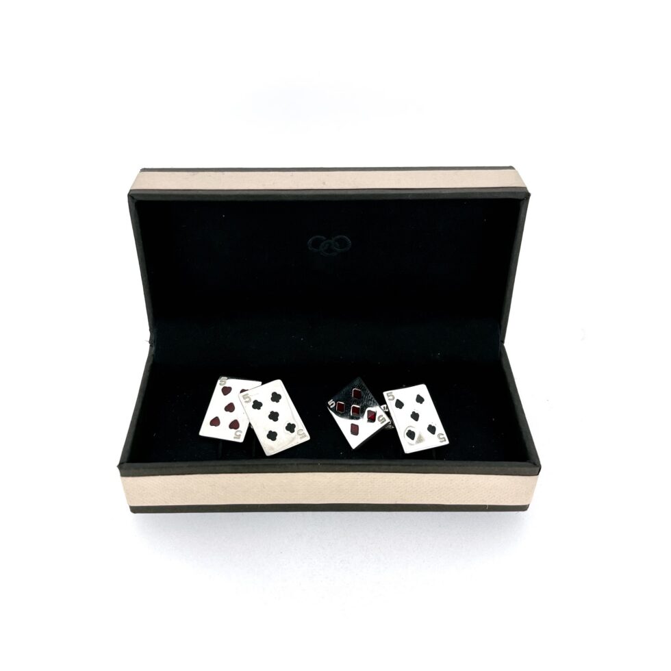 Vintage Links of London Playing Card Cufflinks sterling silver enamel
