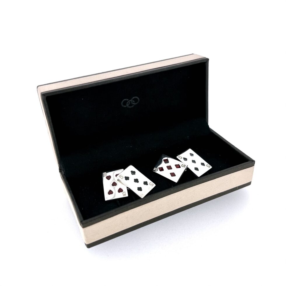 Links of London red and black enamel playing card cufflinks