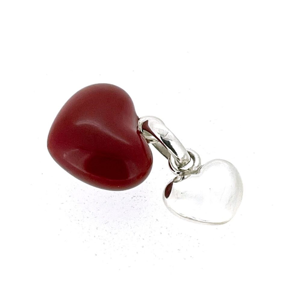Links of London red heart charm with smaller silver heart