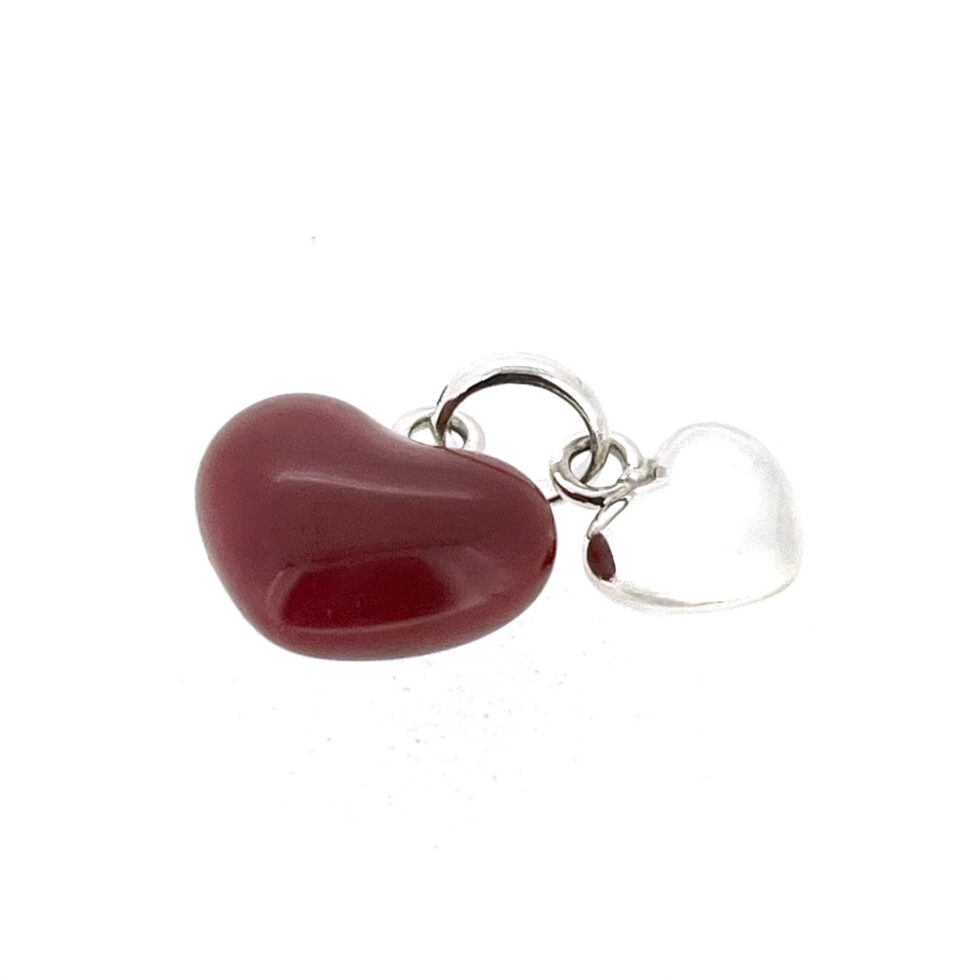 Vintage Links of London red enamel Two Hearts Charm sterling silver