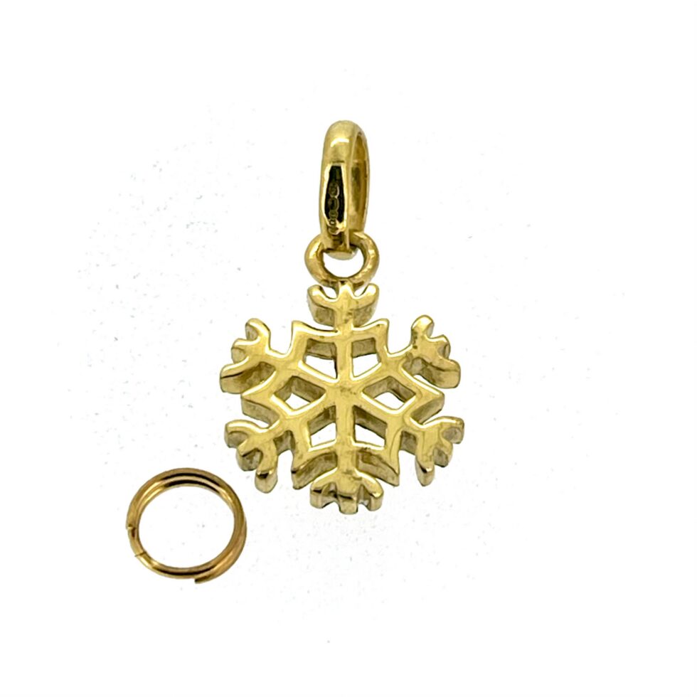 Vintage gold snowflake charm with oval Links bail