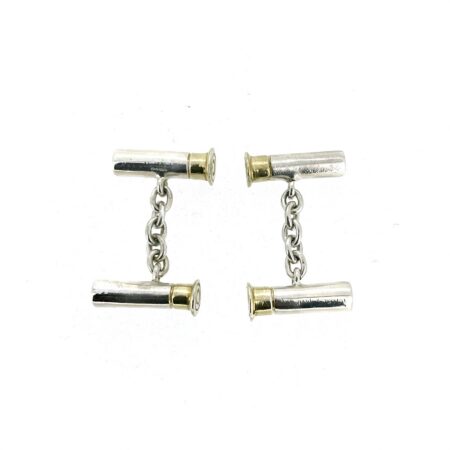 Vintage cartridge cufflinks with 18ct gold plated ends