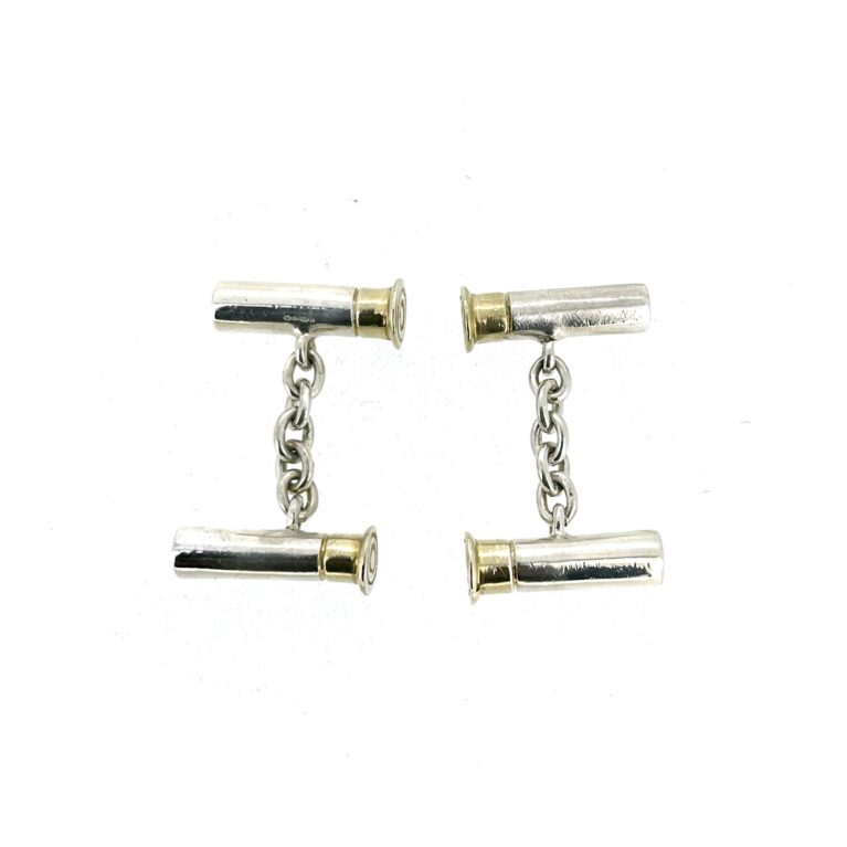 Vintage cartridge cufflinks with 18ct gold plated ends