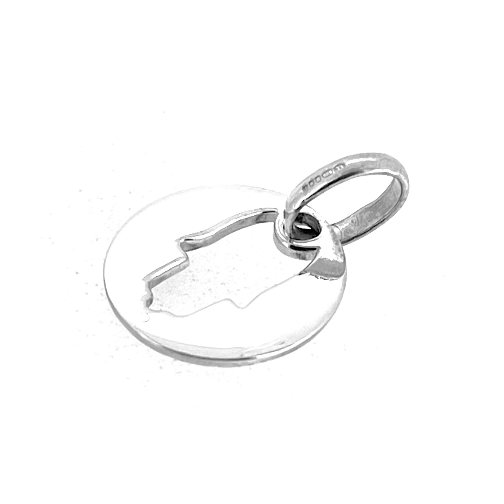 Hand of Fatima cut-out charm in polished silver