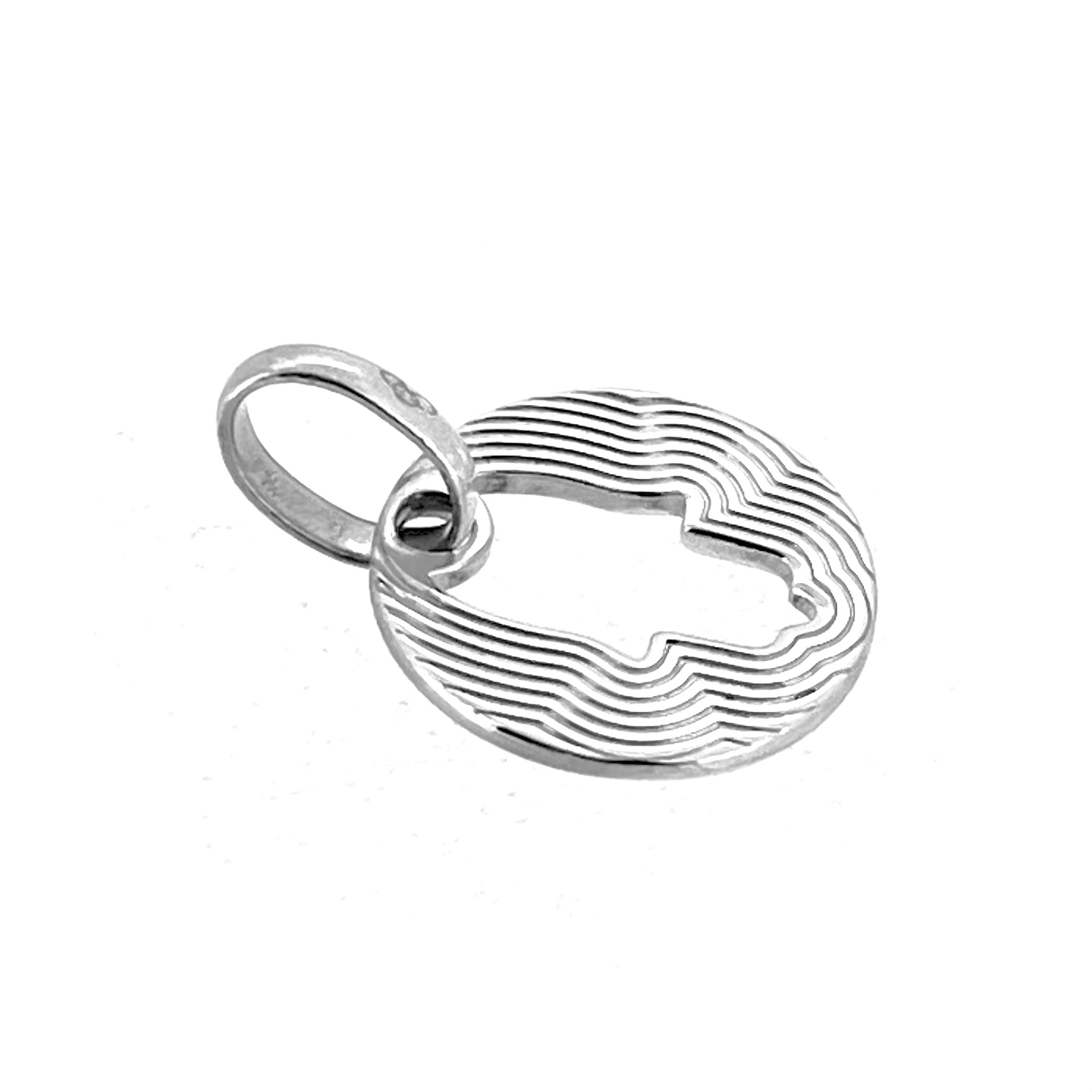 Sterling silver Hamsa charm with standard oval bail