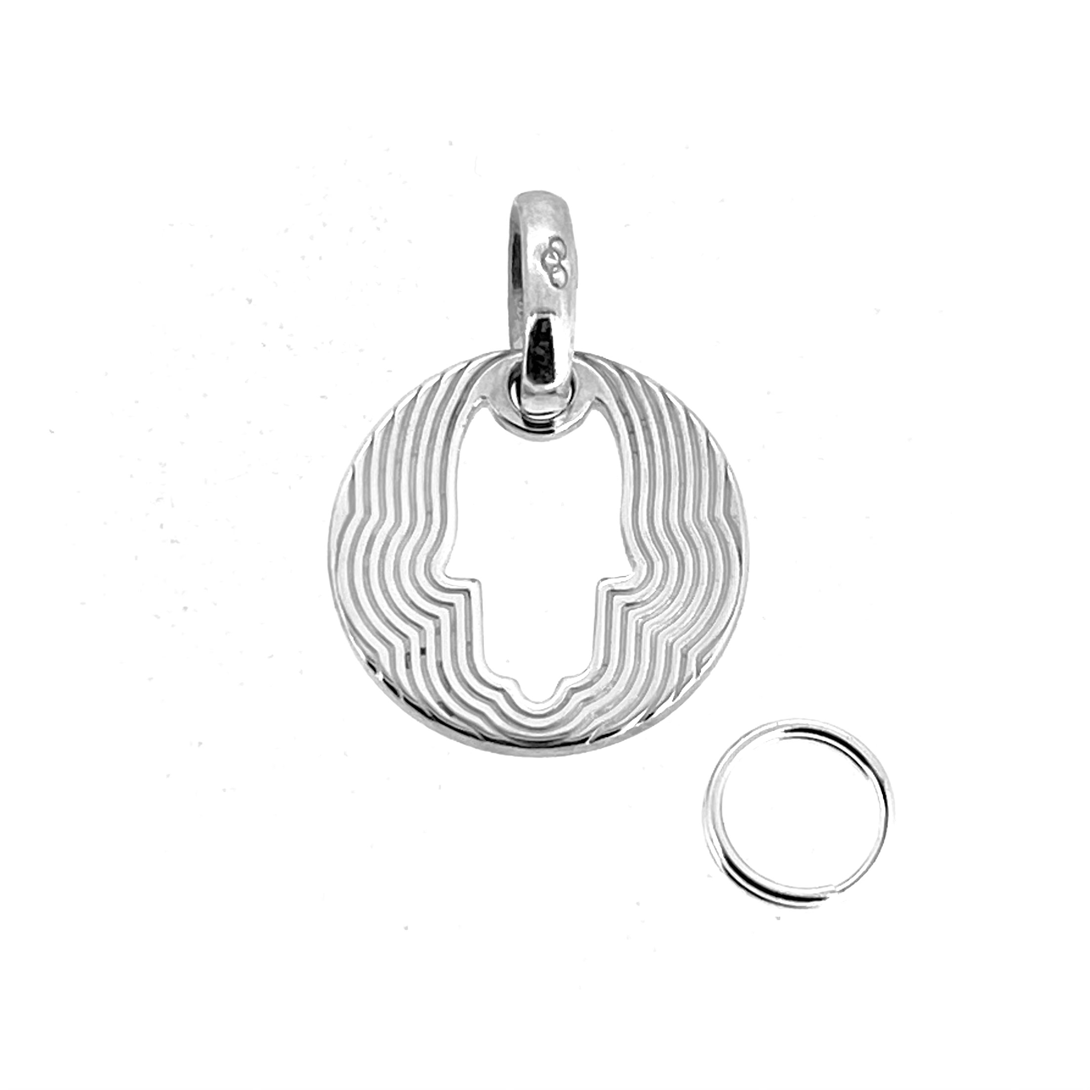Sterling silver Hamsa pendant charm front view