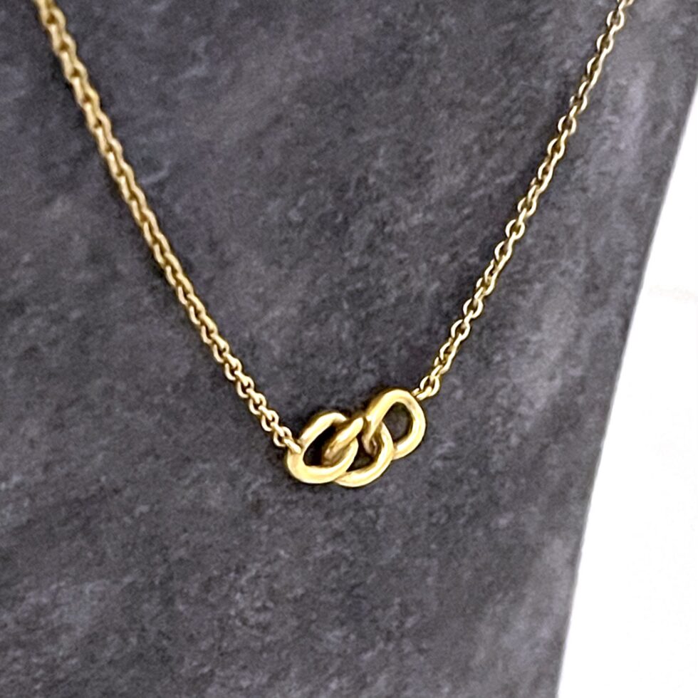 Links of London gold vermeil three ring necklace front view