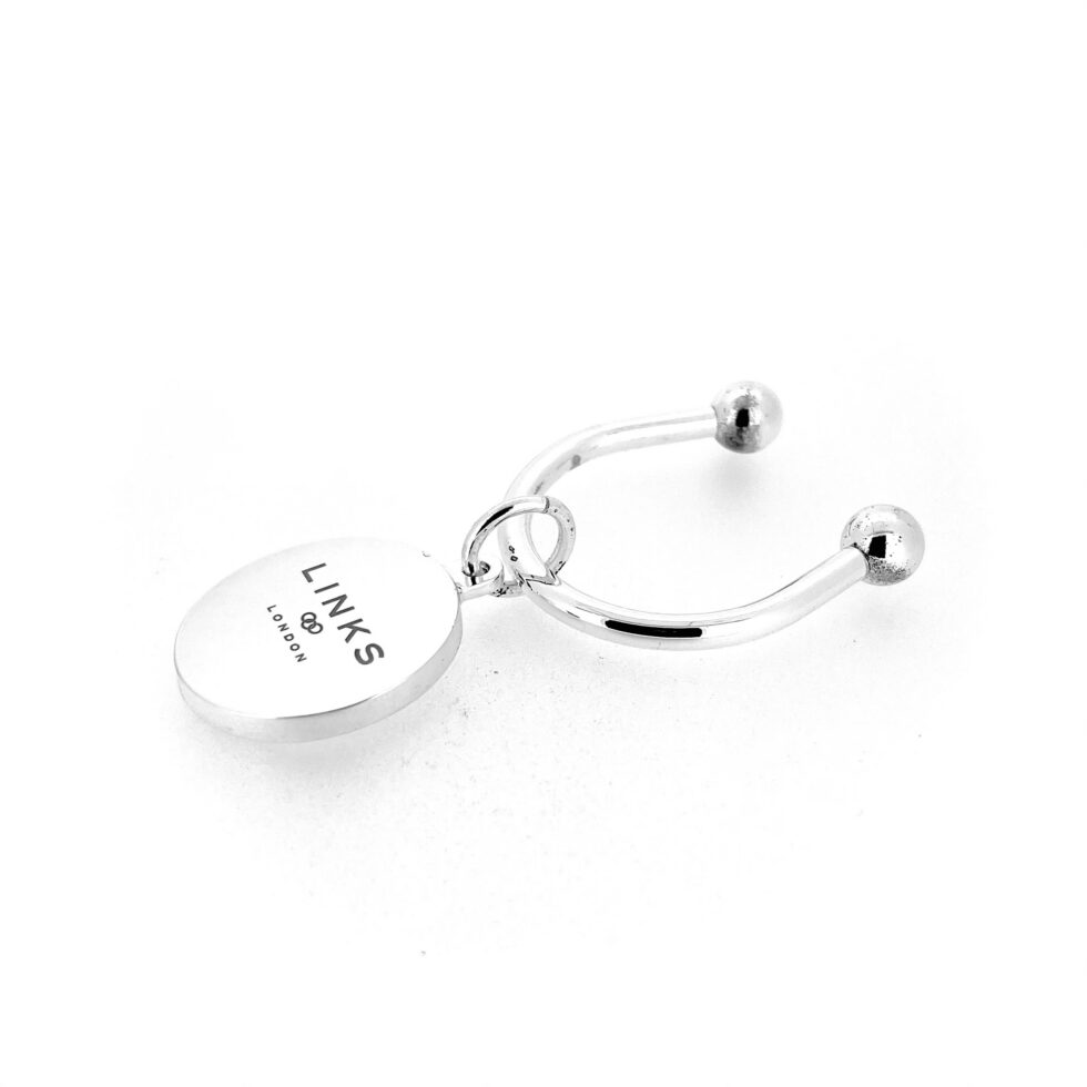 Vintage silver plated Links London keyring front view