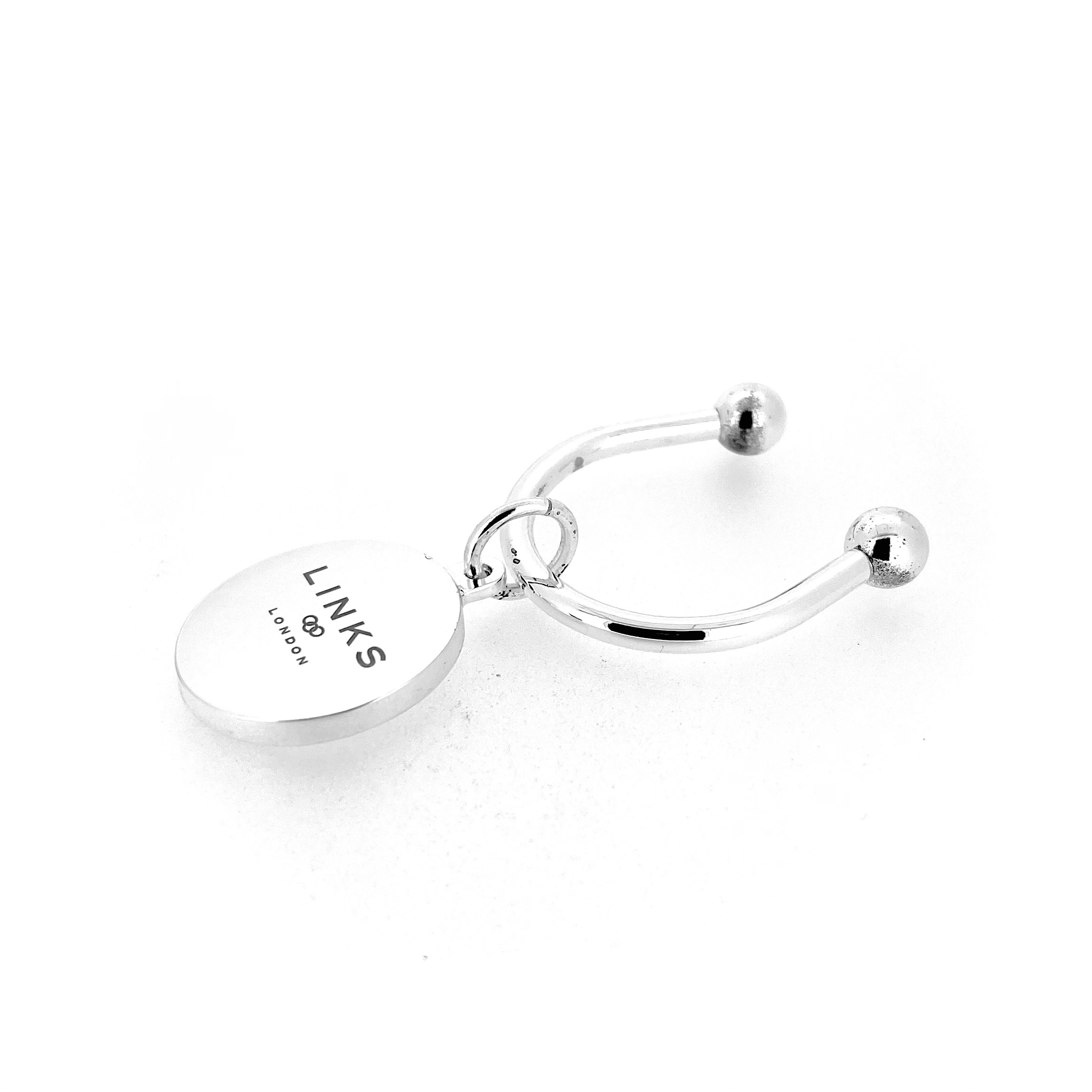 Vintage silver plated Links London keyring front view