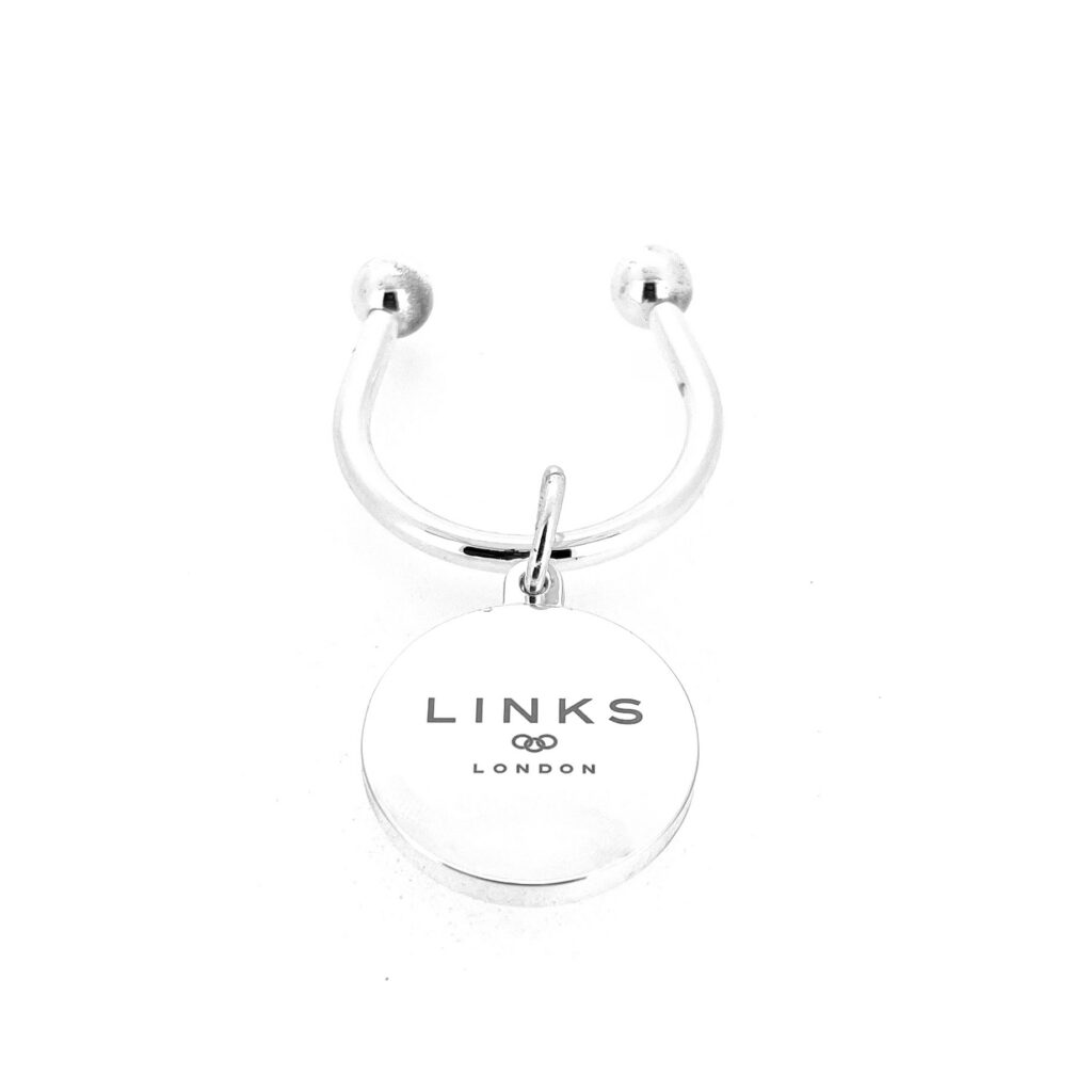 Vintage Links of London silver plated Round Tag Screwball Keyring