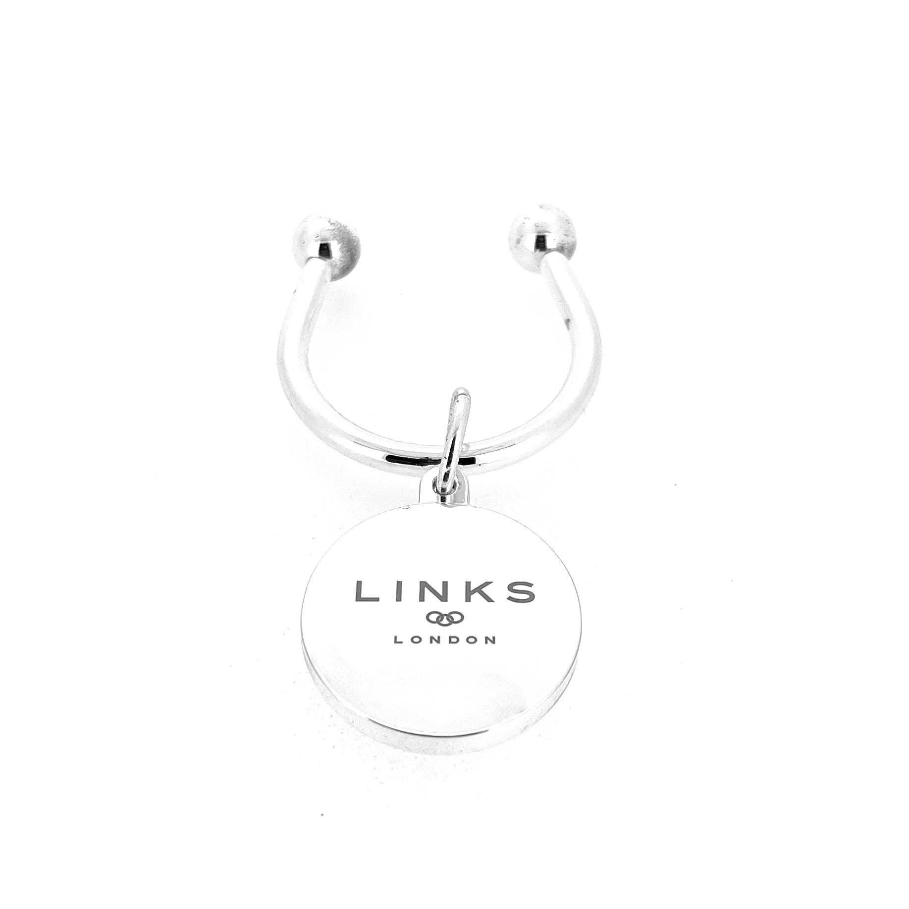 Vintage Links of London silver plated Round Tag Screwball Keyring