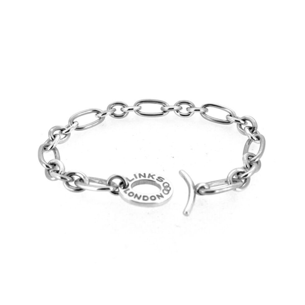 Links of London 19cm silver chain bracelet laid flat