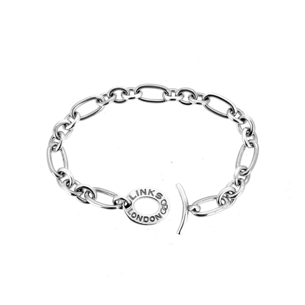 Vintage sterling silver Links of London charm bracelet front view