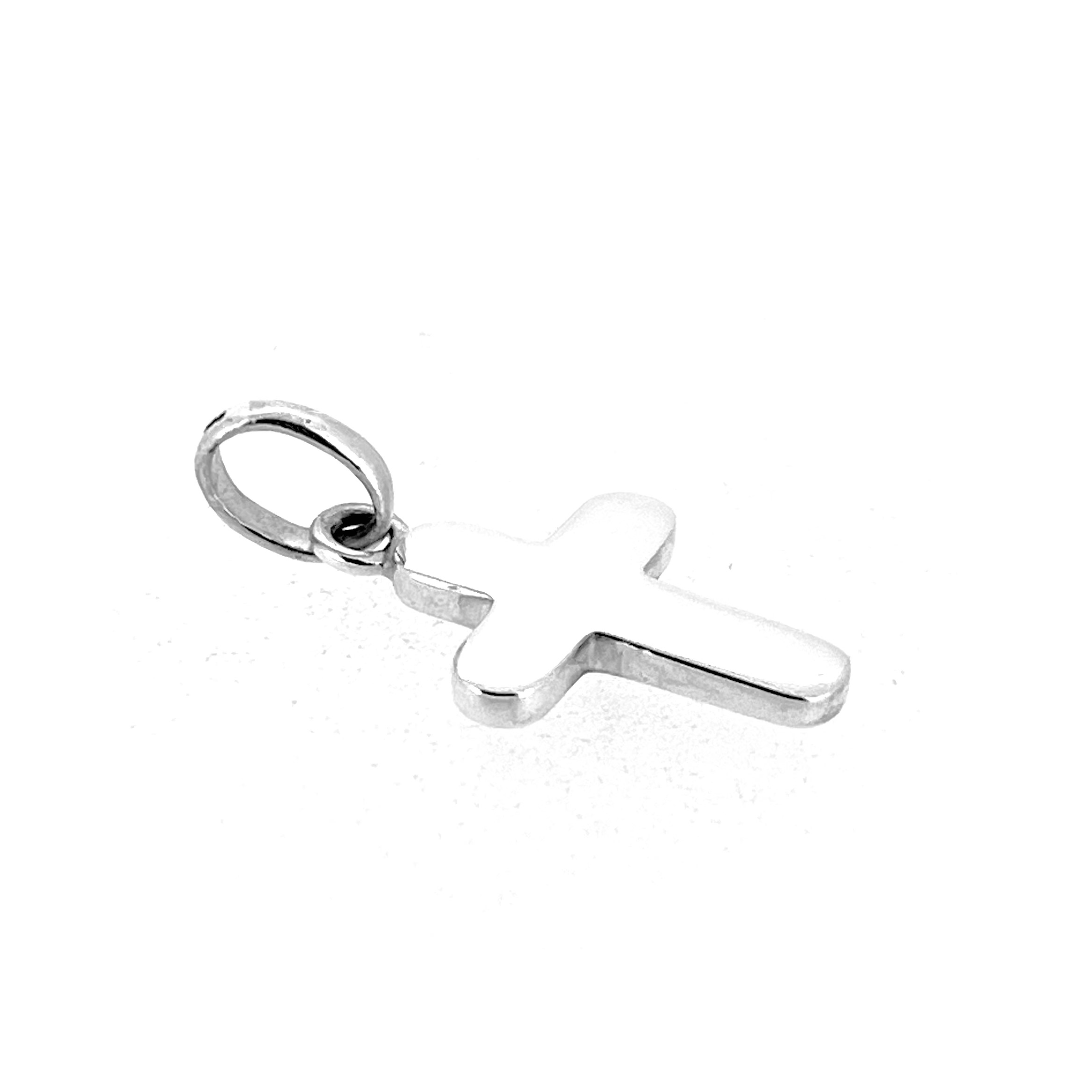 Plain silver cross pendant with rounded ends