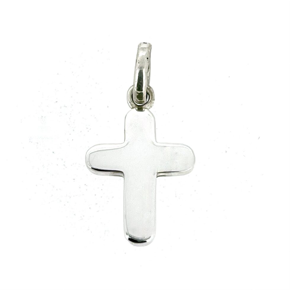 Polished sterling silver cross pendant charm