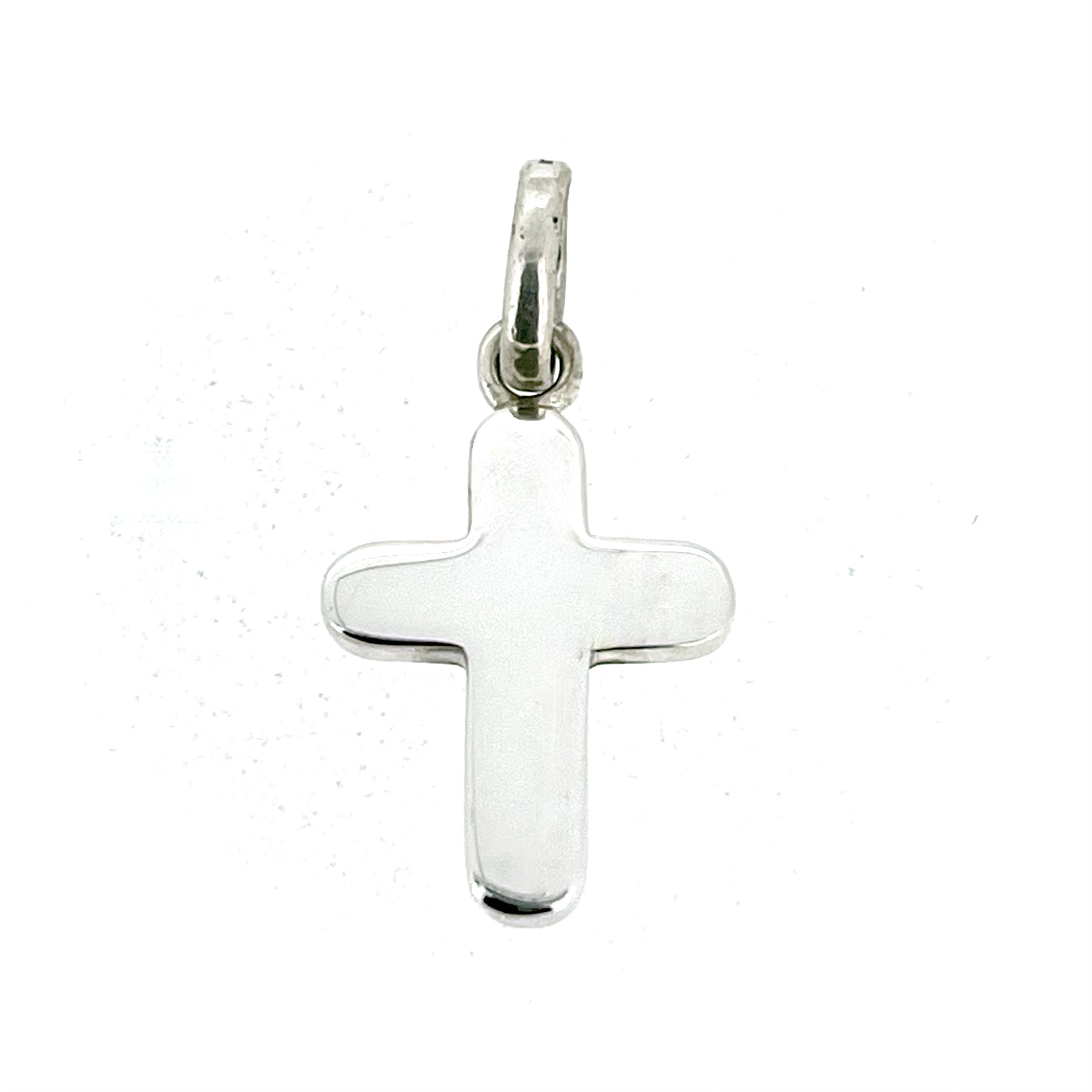 Polished sterling silver cross pendant charm