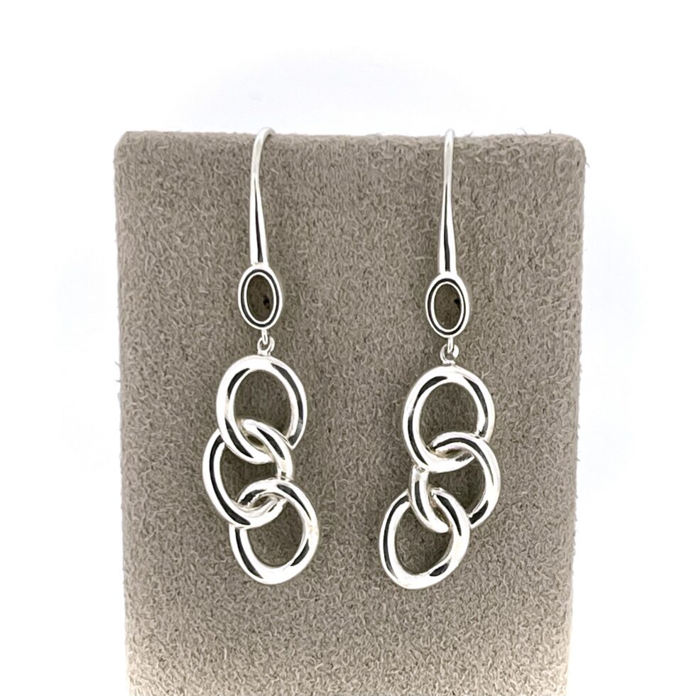 Vintage three link earrings with shepherd hooks