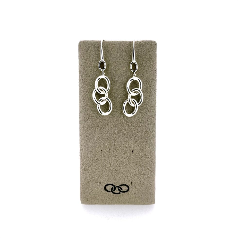Vintage Links of London sterling silver three link logo drop earrings