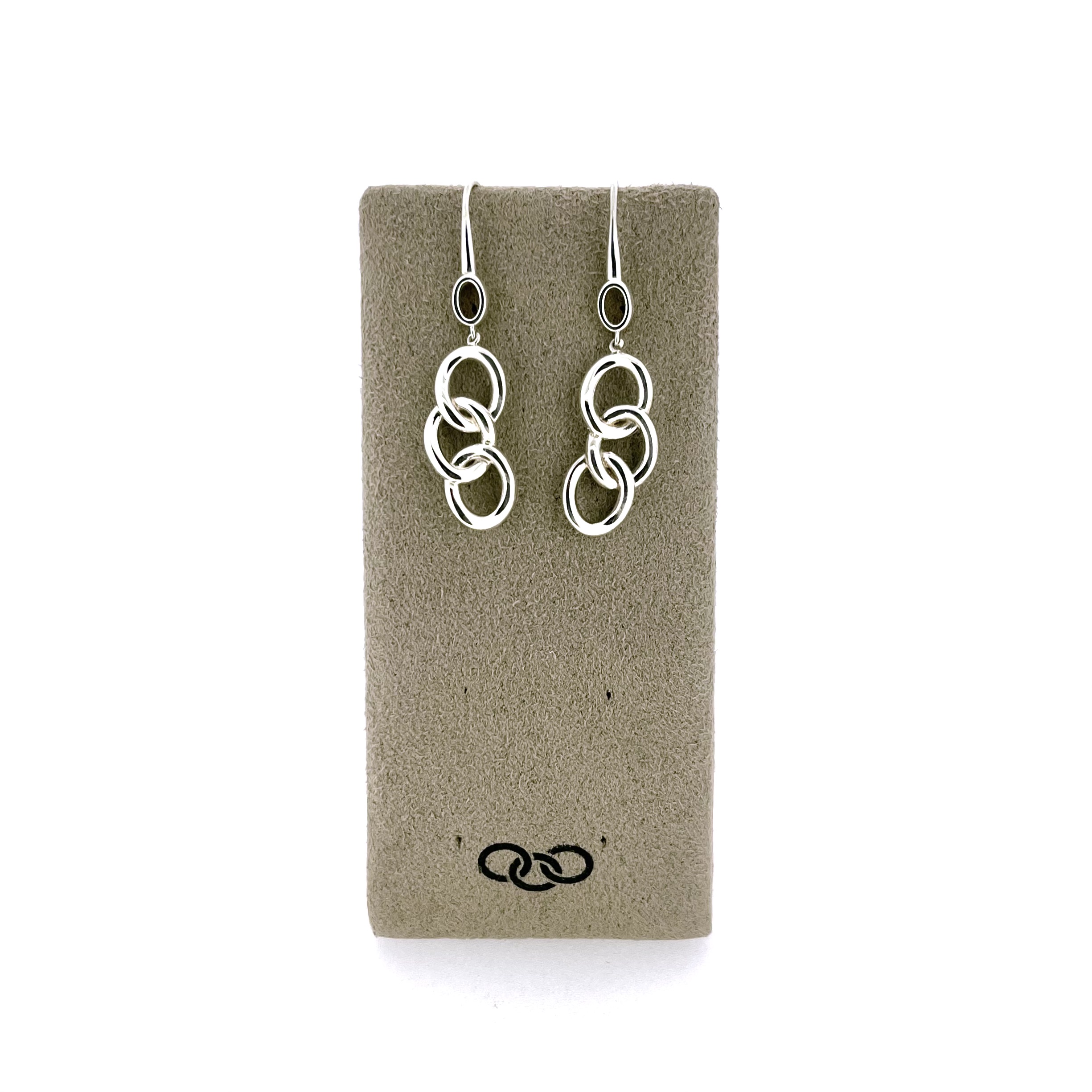 Vintage Links of London sterling silver three link logo drop earrings