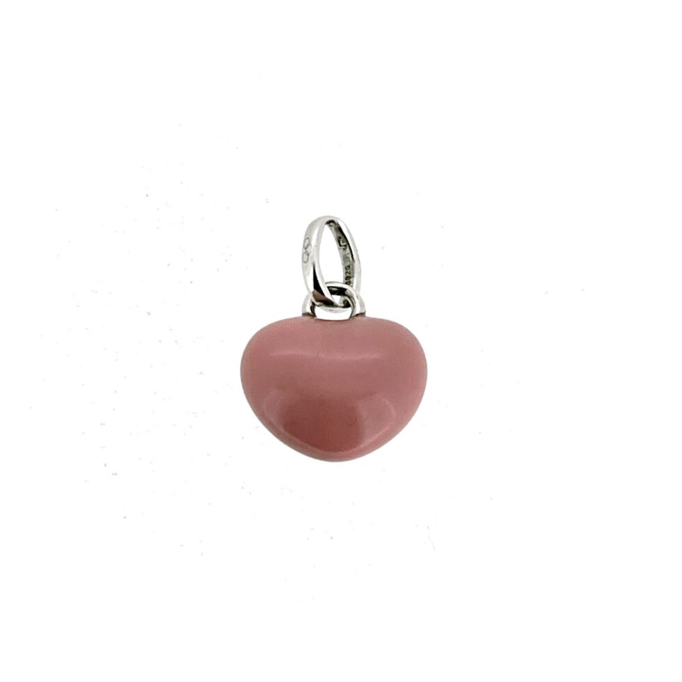 Links of London pink enamel heart charm angled view