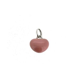 Vintage sterling silver heart charm with opaque pink enamel