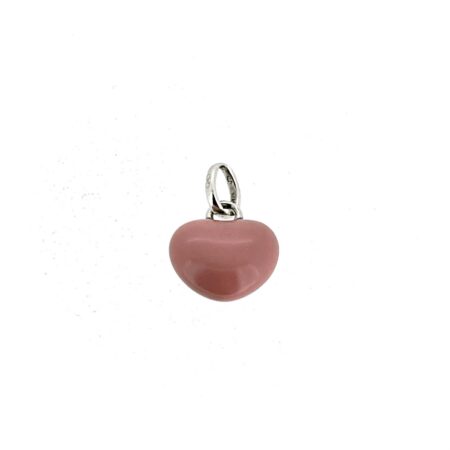 Vintage sterling silver heart charm with opaque pink enamel