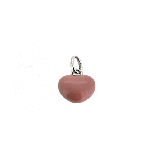 Vintage sterling silver heart charm with opaque pink enamel