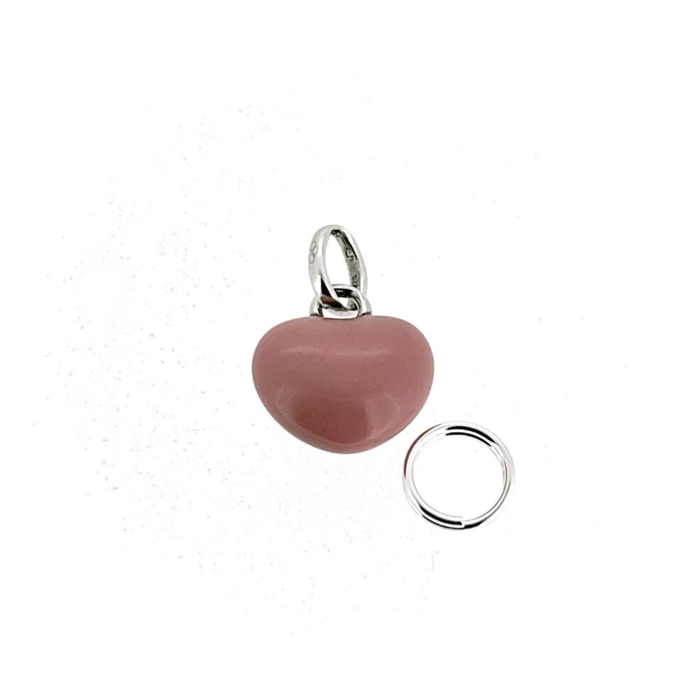 Small pink enamel pendant charm for necklace or bracelet