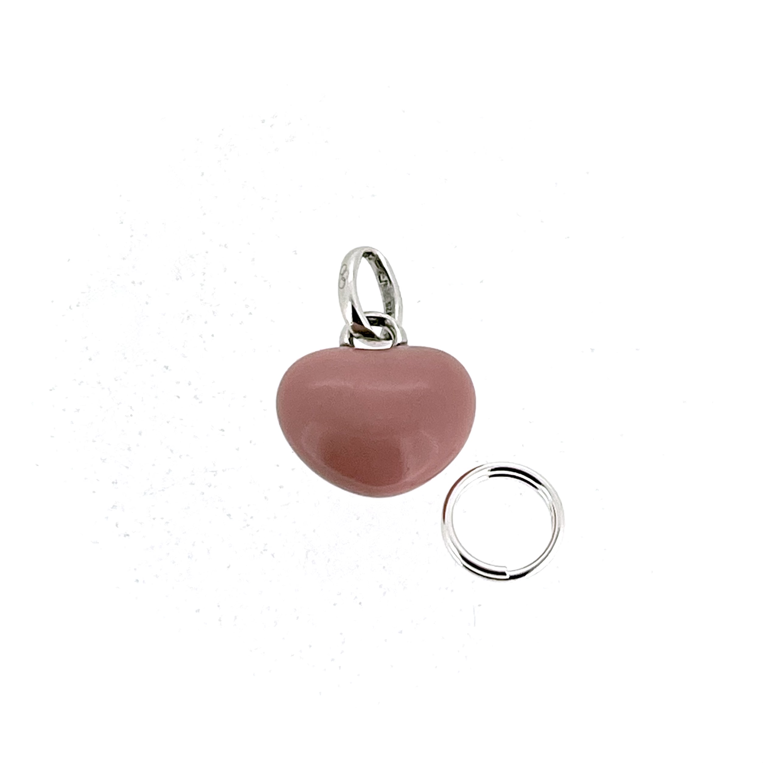 Small pink enamel pendant charm for necklace or bracelet