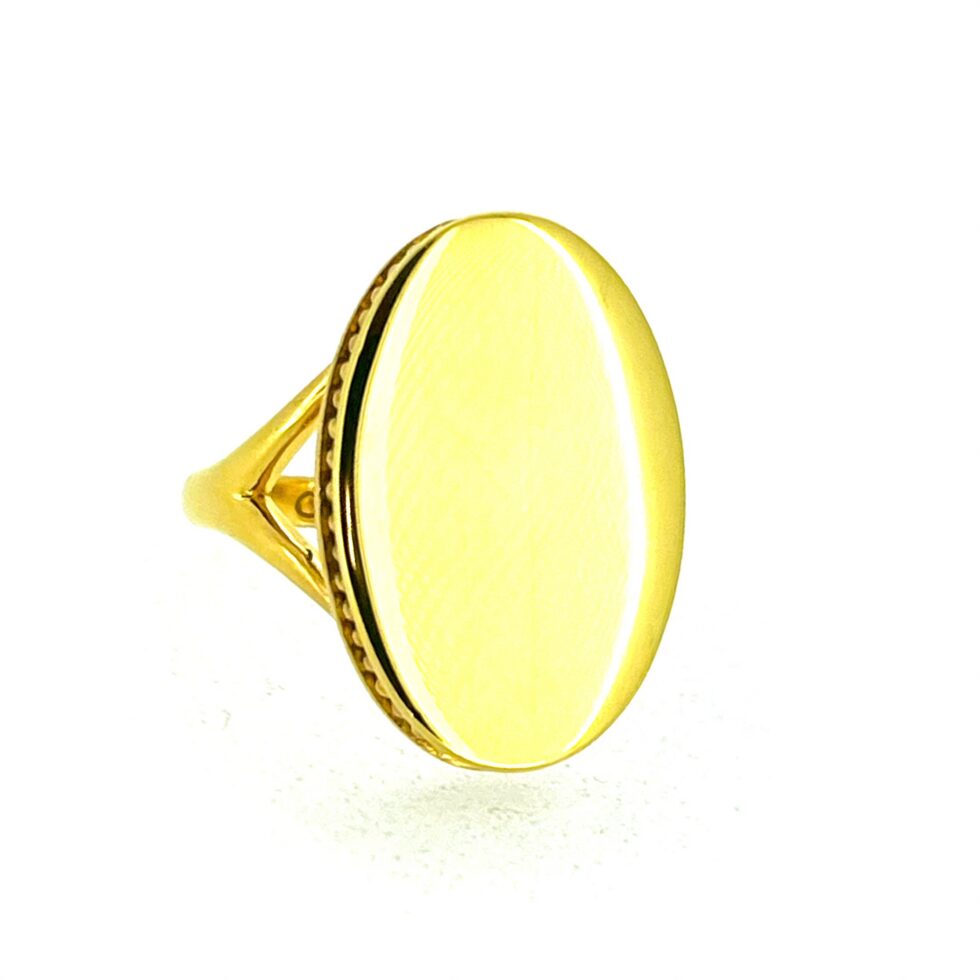 Vintage Links of London Narrative Oval Ring 18ct gold plated sterling silver