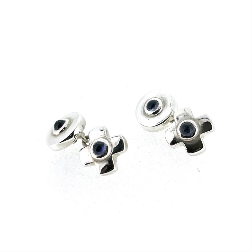 Vintage Links of London cross cufflinks set with amethyst