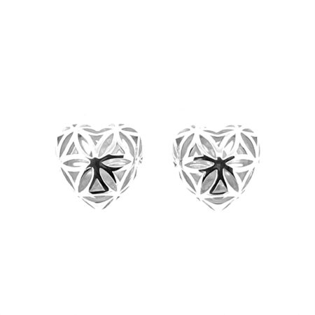 Vintage Links of London pierced floral heart stud earrings
