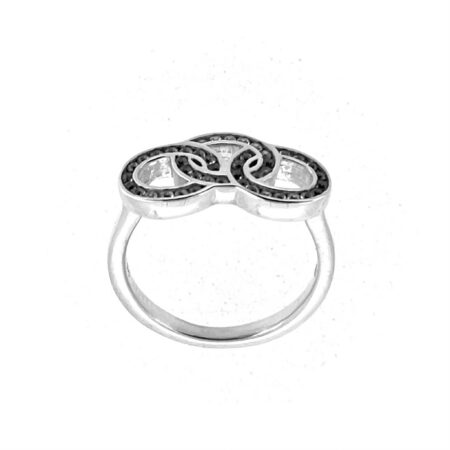 Three ring logo setting with pavé white topaz