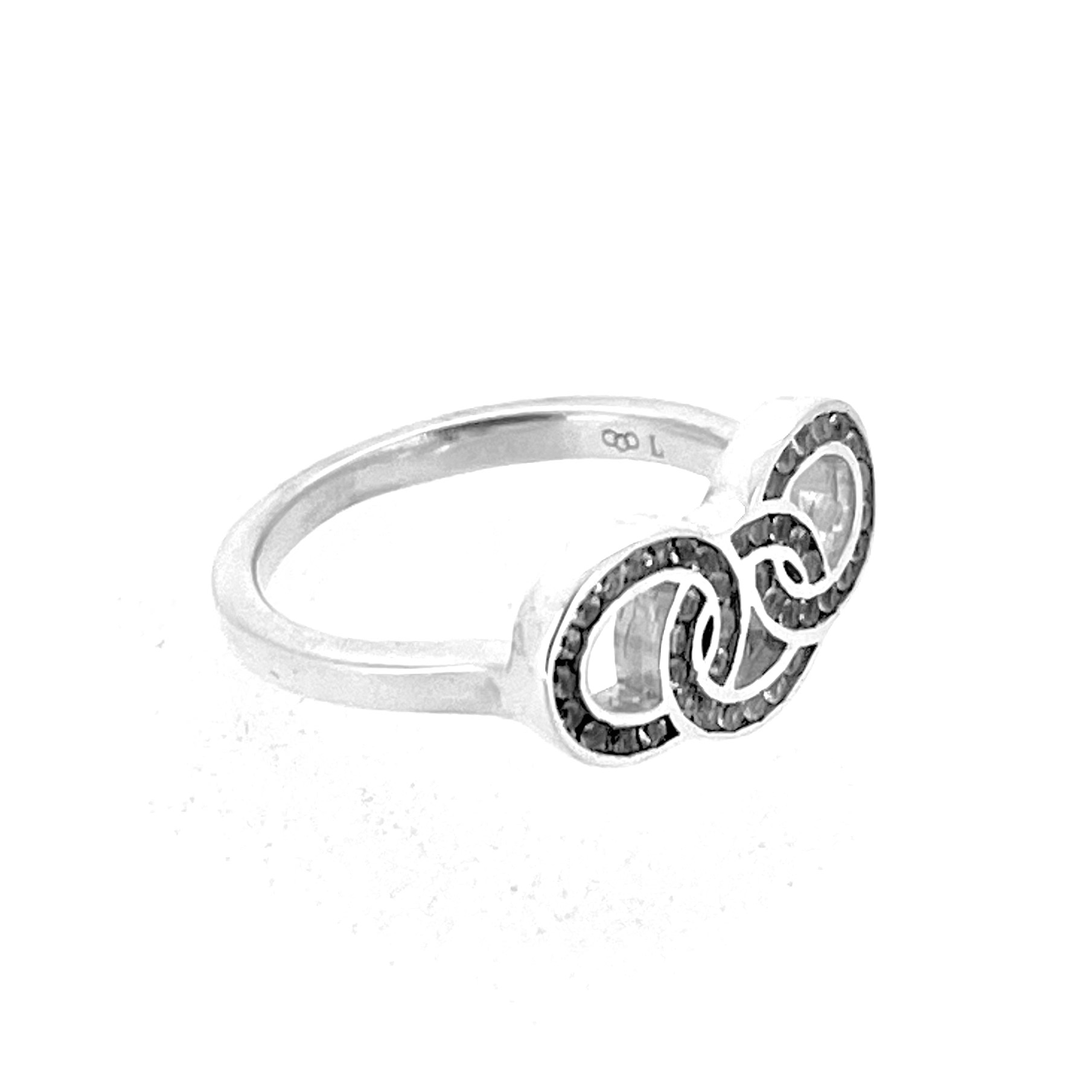 Links of London three ring logo ring with white topaz