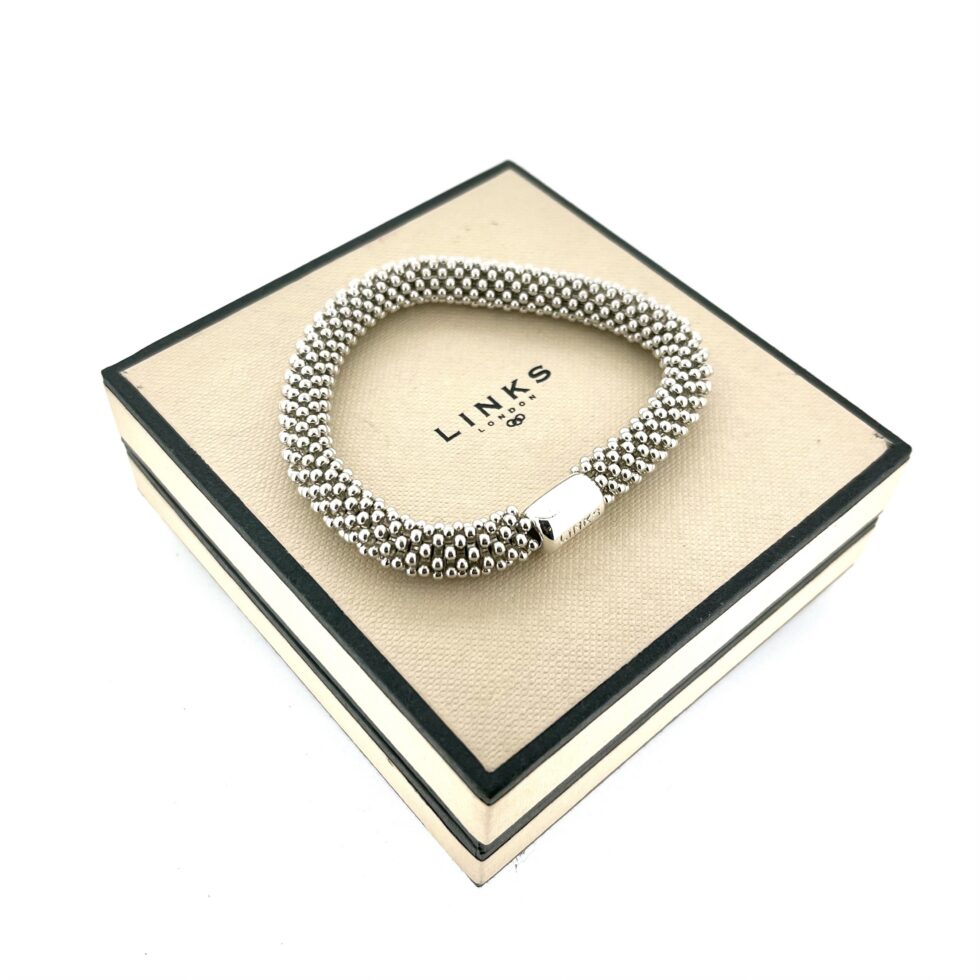 Links of London Effervescence bracelet showing branded silver fitting