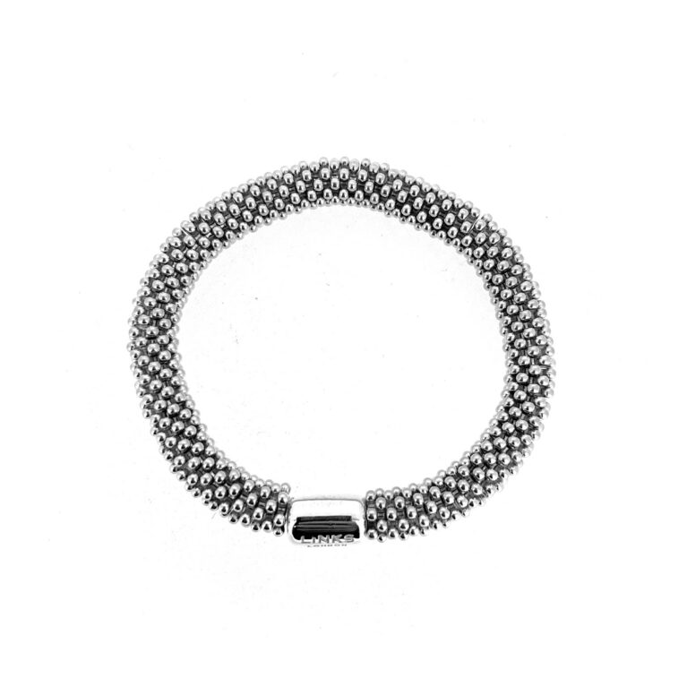 Links of London sterling silver Effervescence bracelet photographed from above