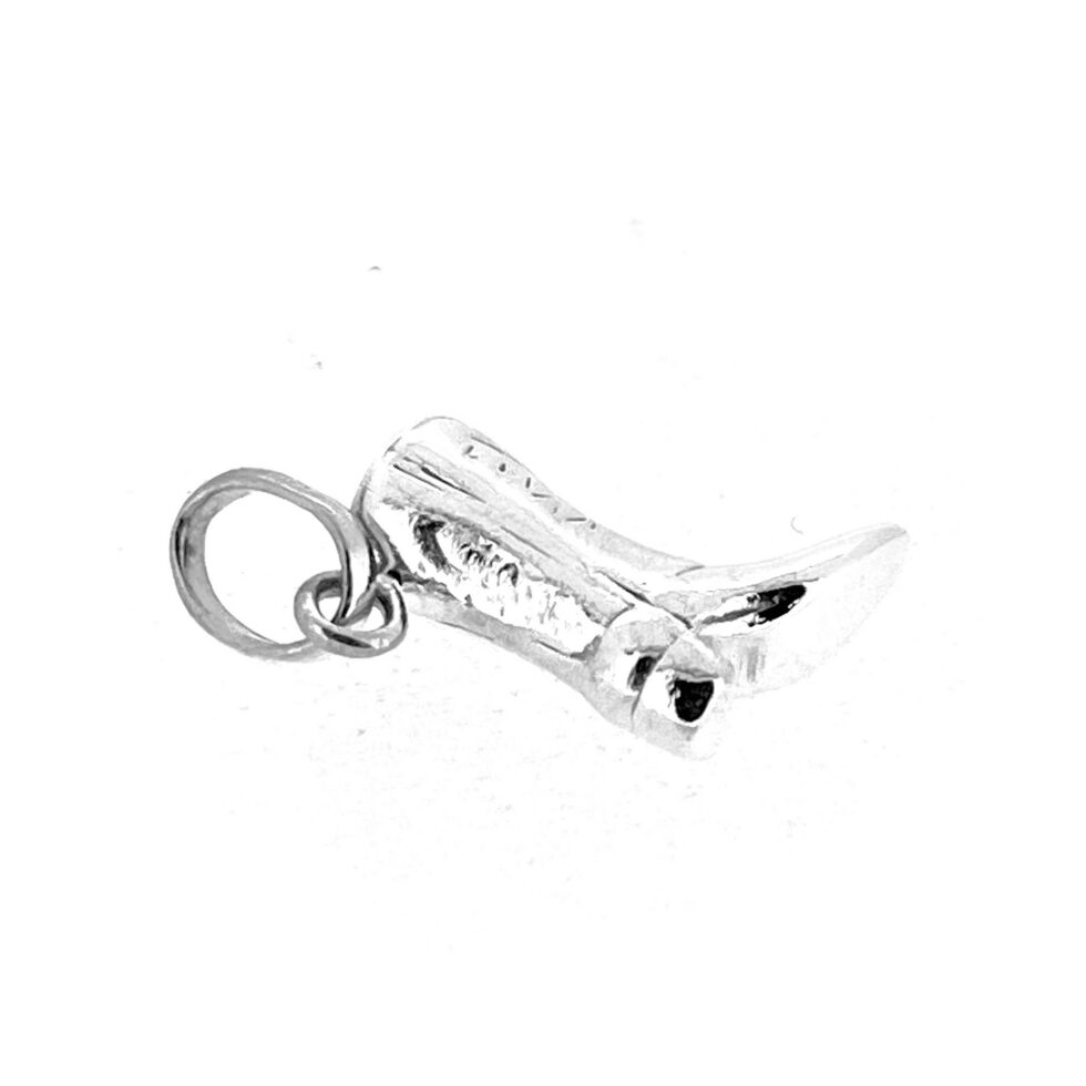 Sterling silver cowboy boot charm with worn decorative pattern