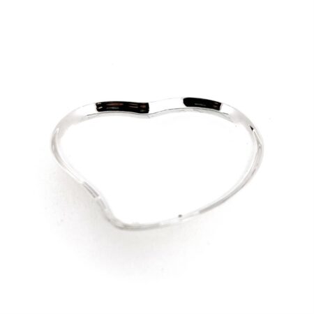 Side view of shallow sterling silver heart trinket dish