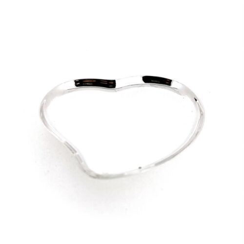 Side view of shallow sterling silver heart trinket dish